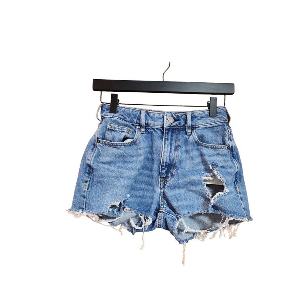 PacSun Womens Distressed High-Waisted Denim Mom Jean Shorts Size 24